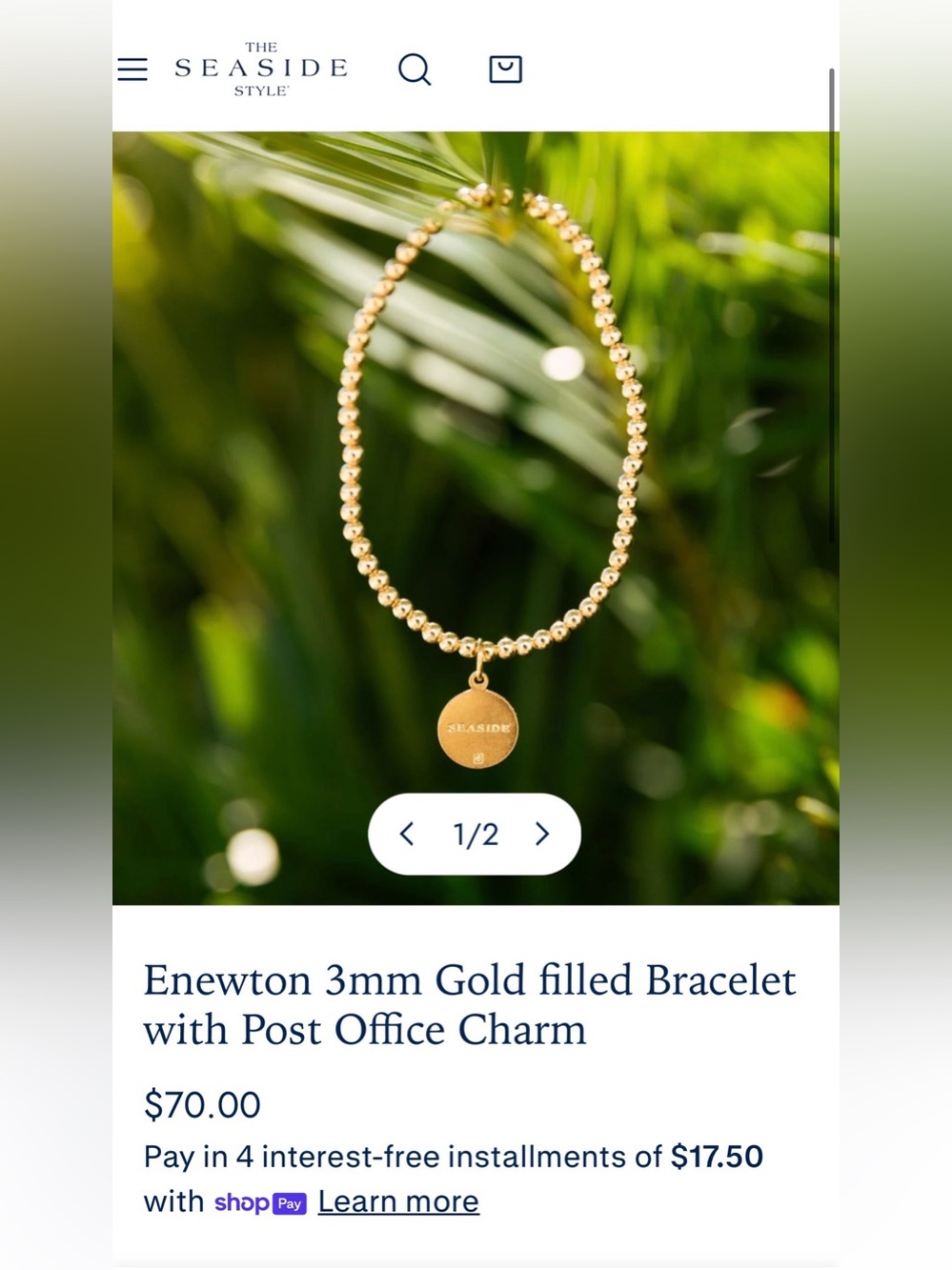 Enewton 3mm Gold Bracelet Seaside,Florida Post Office Charm